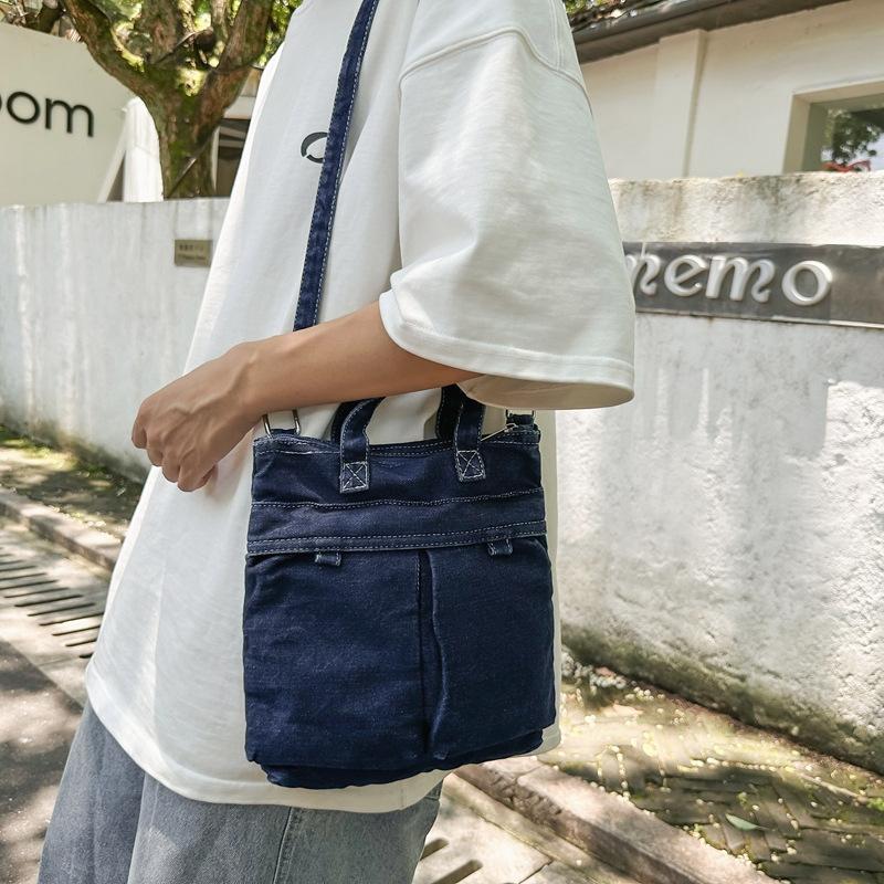 Summer denim small bag 2025 new Korean version fashionable simple shoulder bag women's casual messenger bucket bag