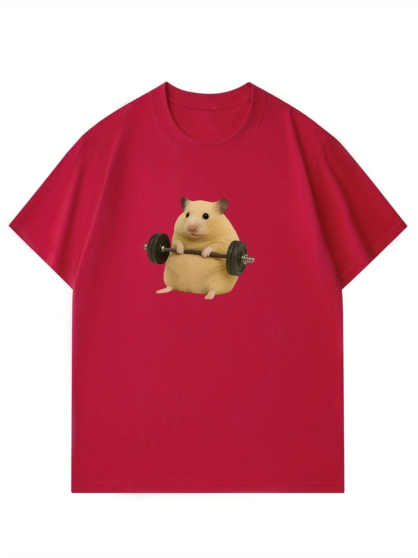 

Women s Light Green Hamster Lifting Weights Graphic Harajuku Short Sleeve Casual T-shirt Clothing Street Aesthetic Clothes soft 4XL