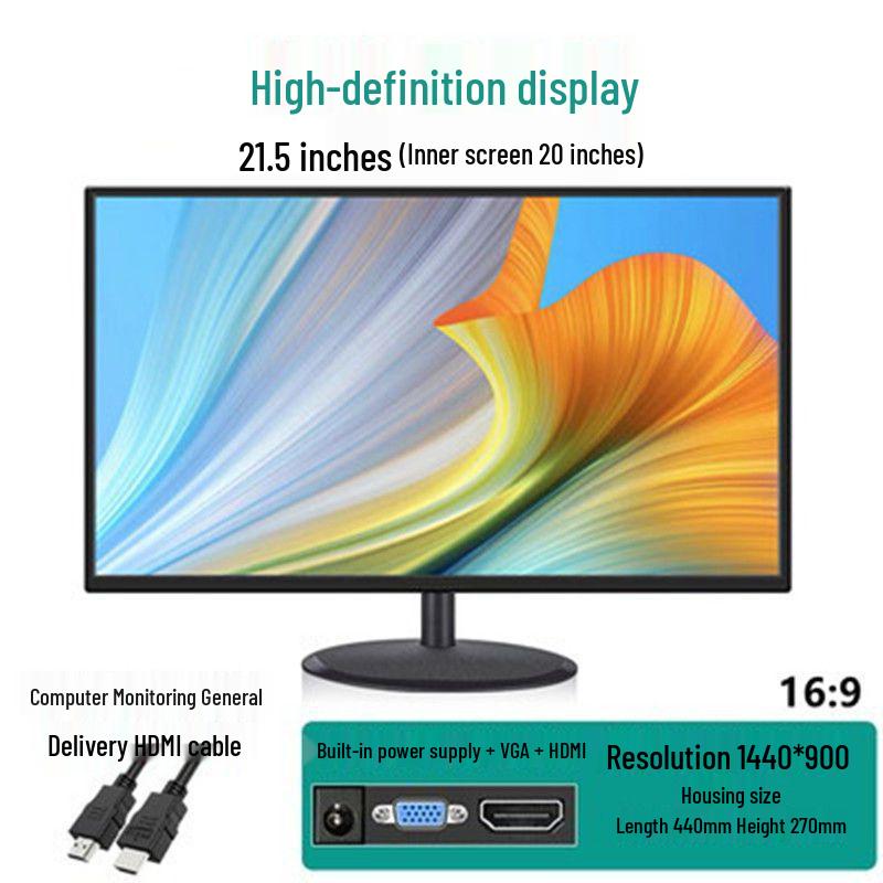 24/22/27-Inch HD Desktop Monitor with HDMI & VGA for Home & Office