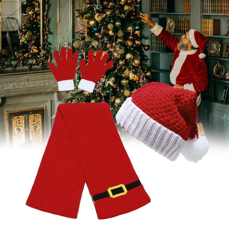 Christmas Knitted Headwear Head Wrap Scarf Gloves Thicken Neck Warmer Comfortable Warm Hand Covering
