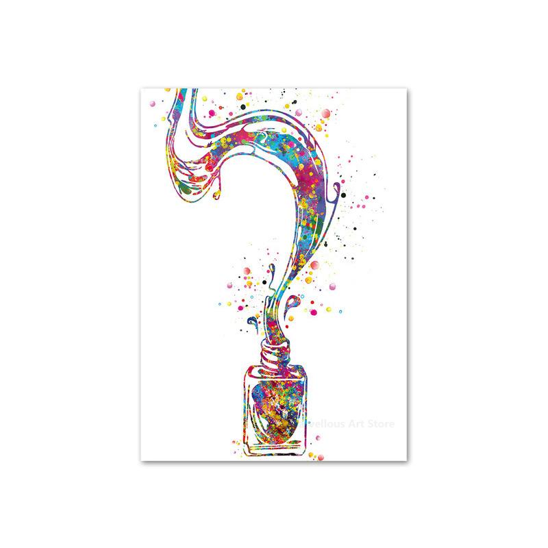 Nail Polish Watercolor Canvas Posters and Prints Cosmetic Salon Nordic Wall Art Pictures for Living Room Home Decoration
