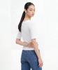BASIC HOUSE Women'S Modal Spandex Boat Neck Slim Fit Short Sleeve T-Shirt White