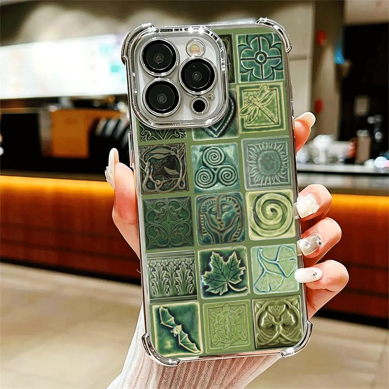 

Italian Sicilian Style Floral Pattern Plating Phone Case For Iphone 16 17 Pro Max Air 16E 14 15 Plus 12 13 Mini Anti-Fall Airaba iPhone 16 Pro