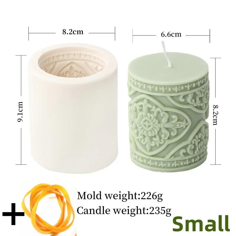 DIY Lace pattern cylindrical candle silicone mold carving pattern flowers and plants cylindrical candle mold candle making mold