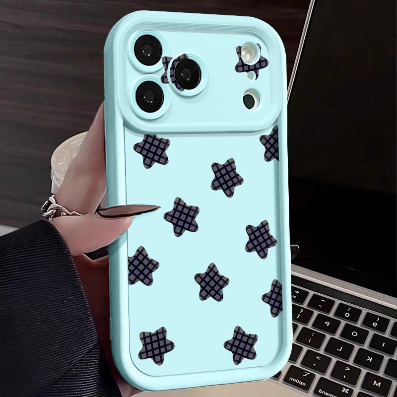 Plaid Pentagram Pattern Phone Case For iPhone 17 Air 16e 15 16 Pro Max 14 16 Plus 13 12 Pro Max 11 Soft TPU Silicone Back Cover
