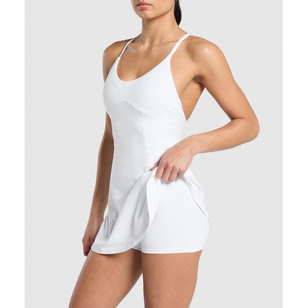 Gymshark Strappy 2 In 1 Dress White B2c6r Wb57