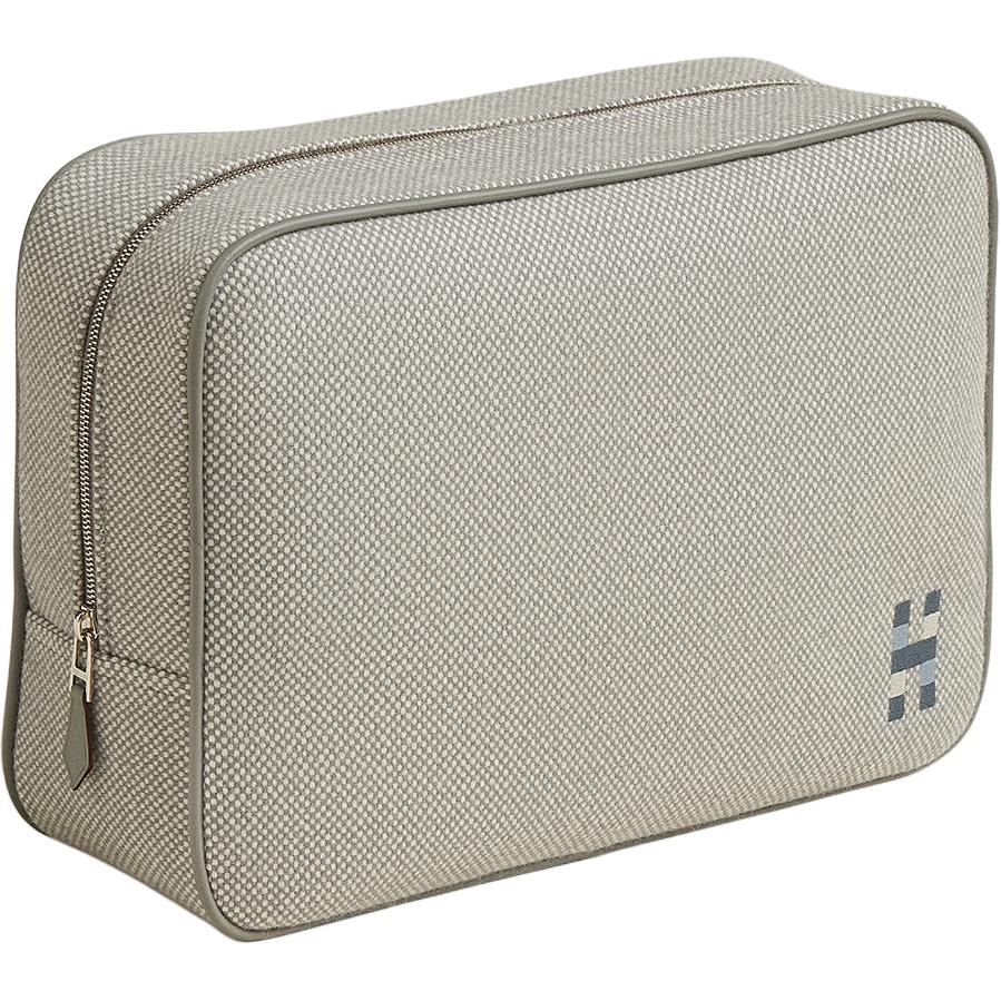 Hermes Chapter H 28 Silver Buckle Merino Wool Travel Storage Bag Large Unisex bags H103977MV05 05 Argente Silver