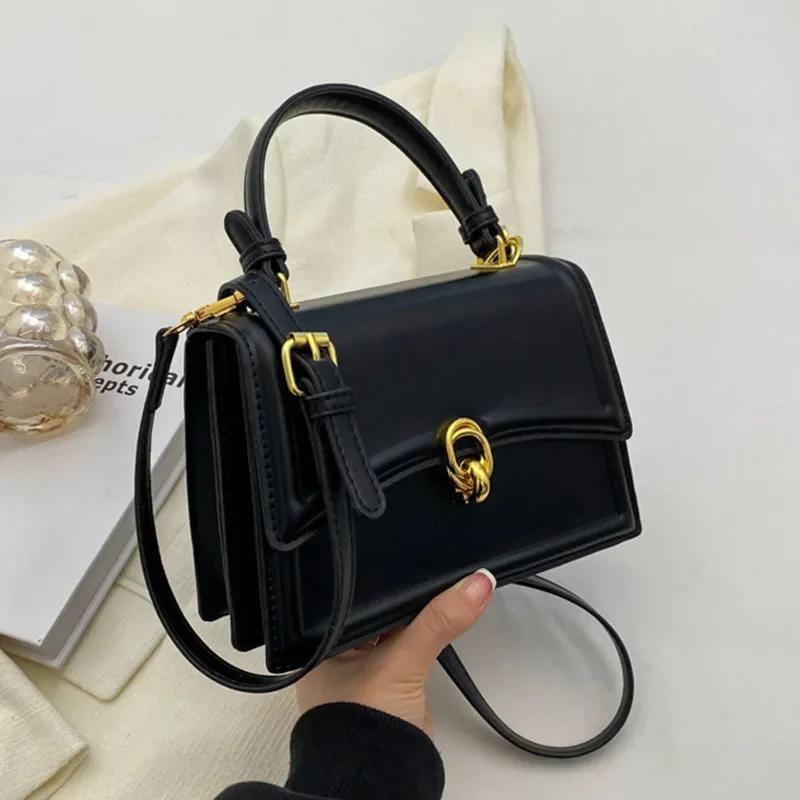 New Small PU Leather Crossbody Bags for Women 2026 Simple Totes Shoulder Bag Lady Luxury Brand Designer Handbags and Purses чёрный