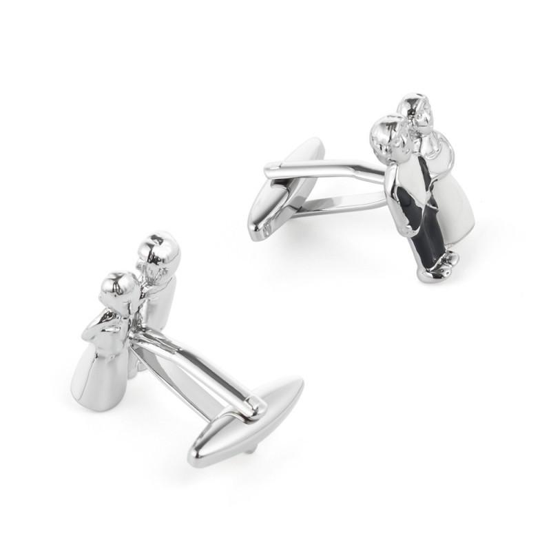 Couple Wedding Paint Plated Silver Metal Copper Cufflinks Men's French