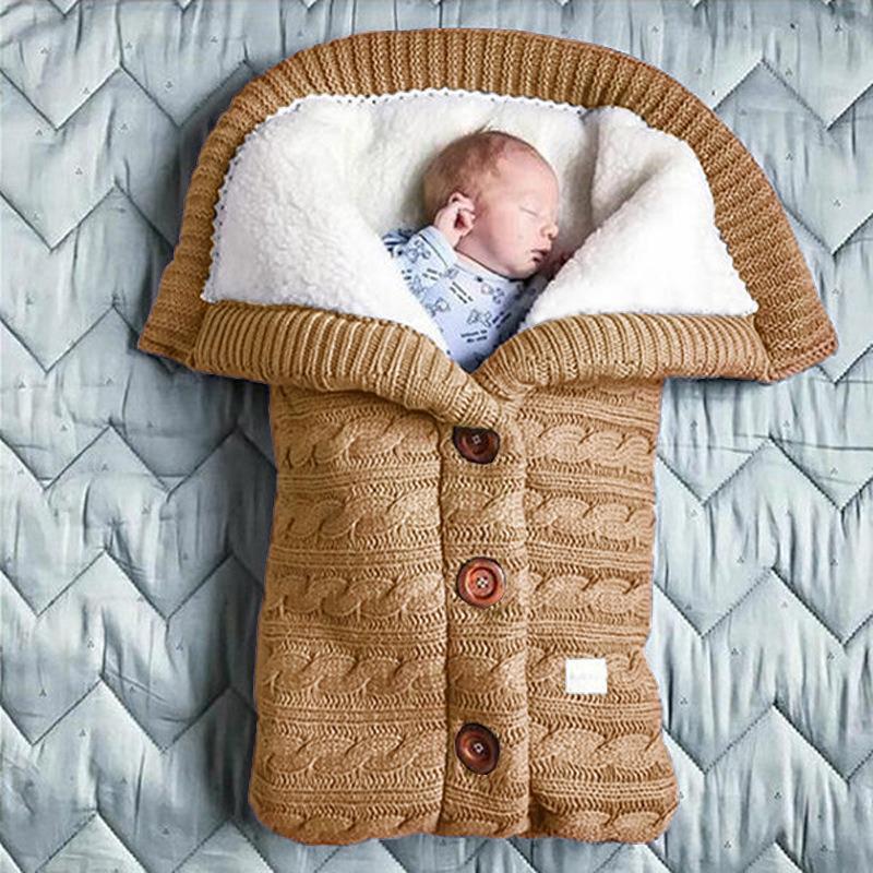 Velvet-Lined Knitted Baby Stroller Sleep Sack