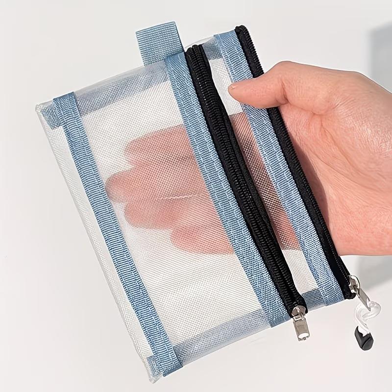 1PC Double Layer Mesh Card Holder Bag Clear Passport Id Card Driver License Document Bag Zipper Pouch for Bank Cards Travel Stor