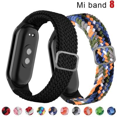 Řemínek pro Xiaomi Mi Band 10 9 8 Elastický pletený Solo Loop Nastavitelná přezka Náhradní řemínek pro Miband 4 3 5 6 7