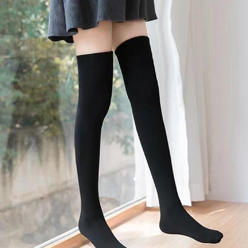 New Knee High Stockings Student Sockslady 1 Pair JK Girls College Style Cotton Thick Black Stockings