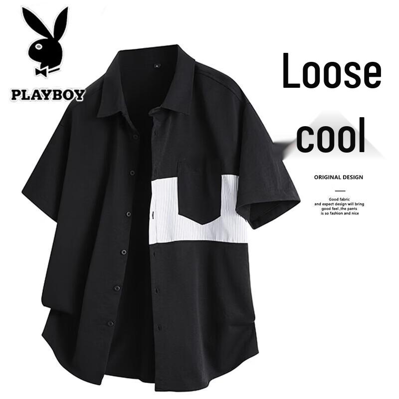 PLAYBOY Men s Short Sleeve Ice Feel Shirt 3XL