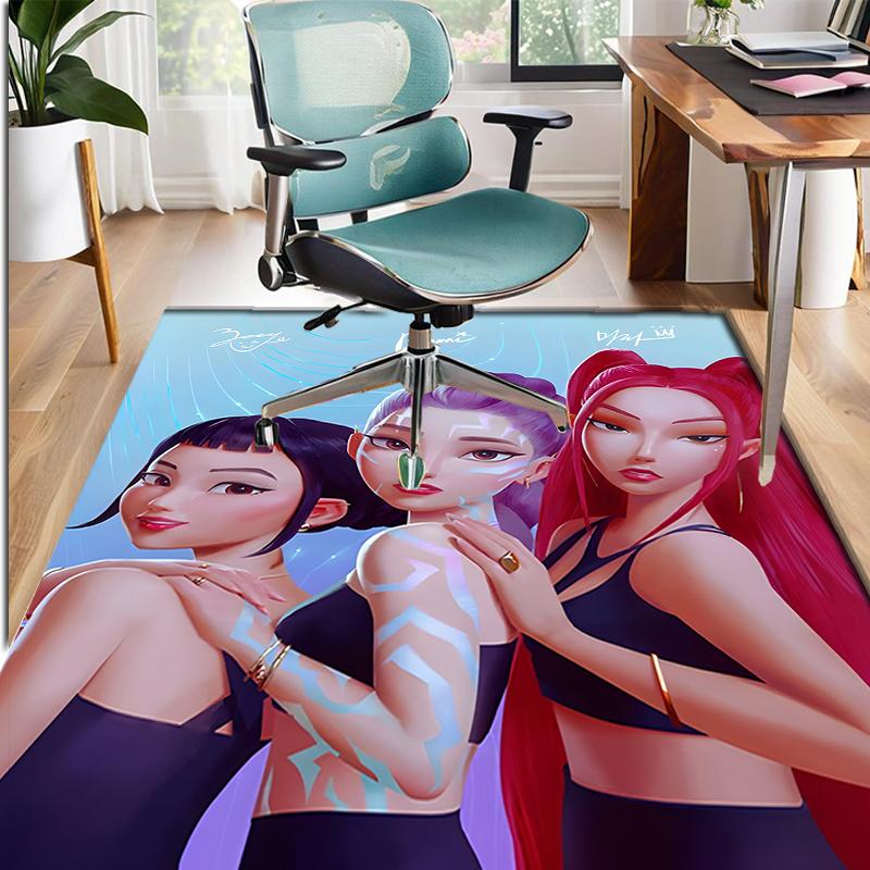 KPop Demon Hunters Pattern Rug, Indoor/Outdoor Mat, for Picnic, Gameroom, Bedroom, Office, Living Room, Home Decor Carpet, Birthday Gift