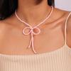 Vintage Design Niche Cold Wind Exaggerated  Beads Bowknot Necklace Clavicle Chain Female Colored Rice Bead Jewelry
