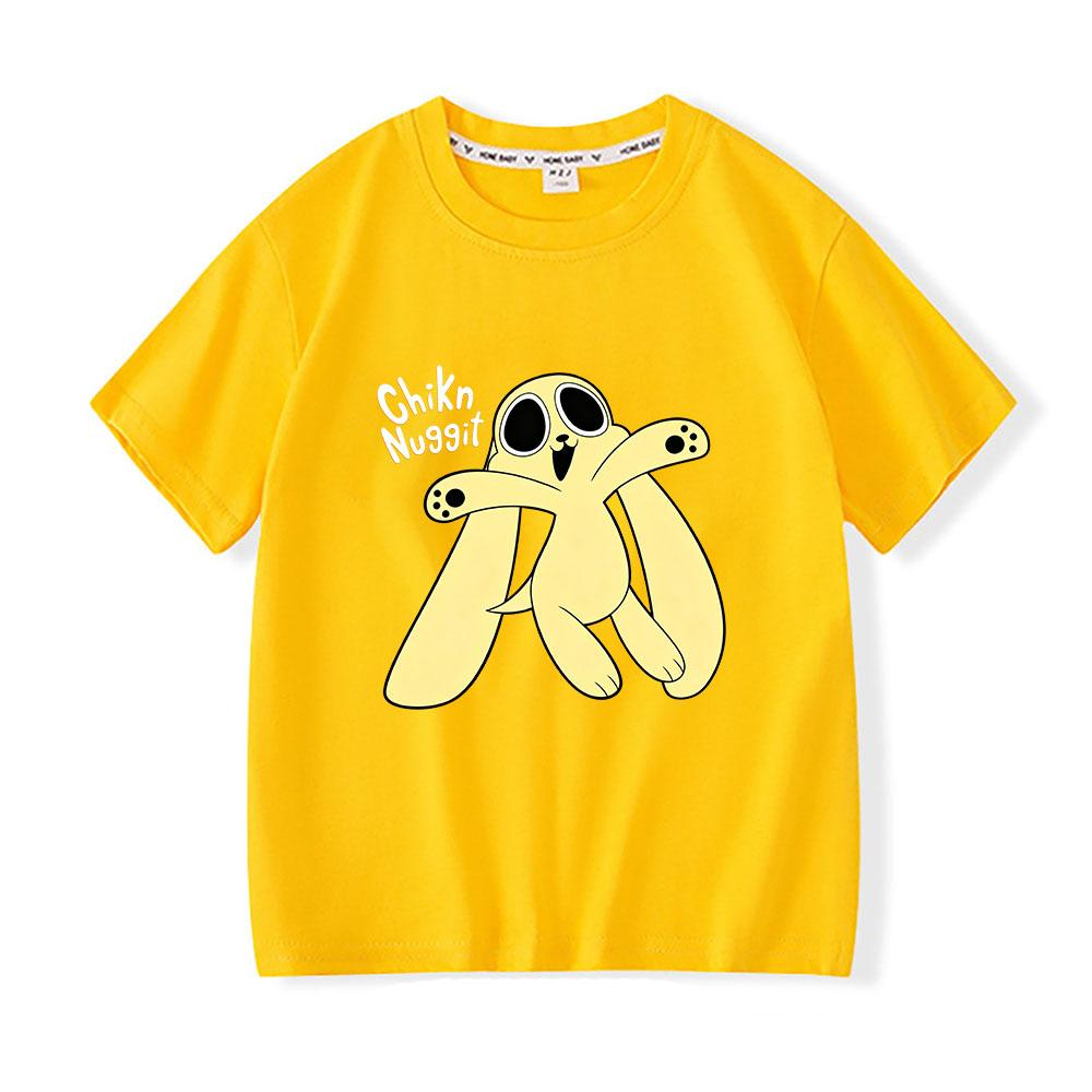 

Chikn Nuggit Cartoon Print Children s T-shirt 100%Cotton Tees 2-12Y Boys Girls Cute Short Sleeve Casual Kids Tops Summer Toddler 160