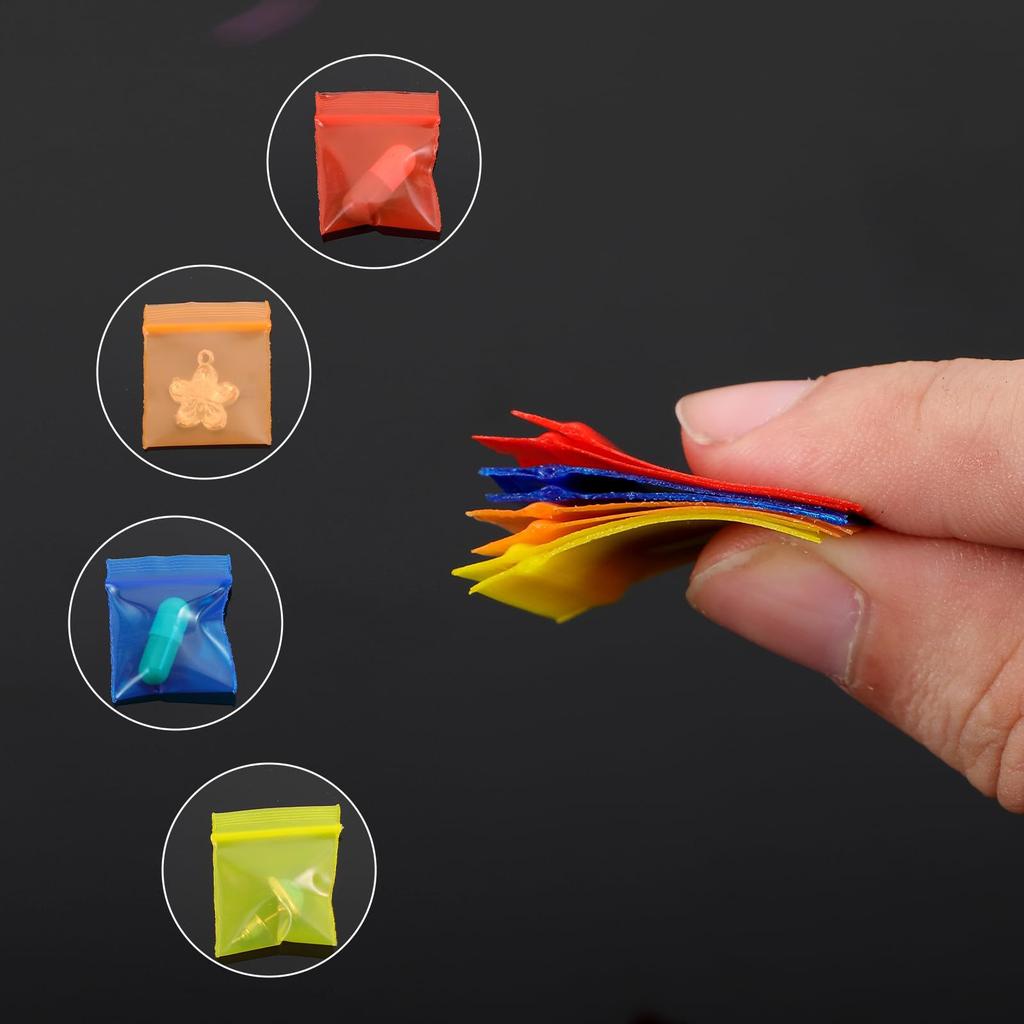 100pcs 1-inch Color Thickened Mini Plastic Sealed Bag for Jewelry Storage Bag for Pills Self Sealing Bag for Christmas Gifts