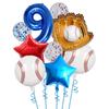 9pcs Baseball Themed Aluminum Foil Balloon Set 32inch Digital Pentagram Glitter Ball Children's Birthday Party Decoration
