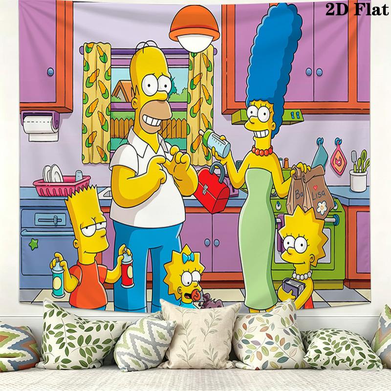 The Simpsons Wall Tapestry Aesthetic Wall Hanging Printed Fabric Blanket Decorative Tapestries for Bedroom Living Room Home Decor