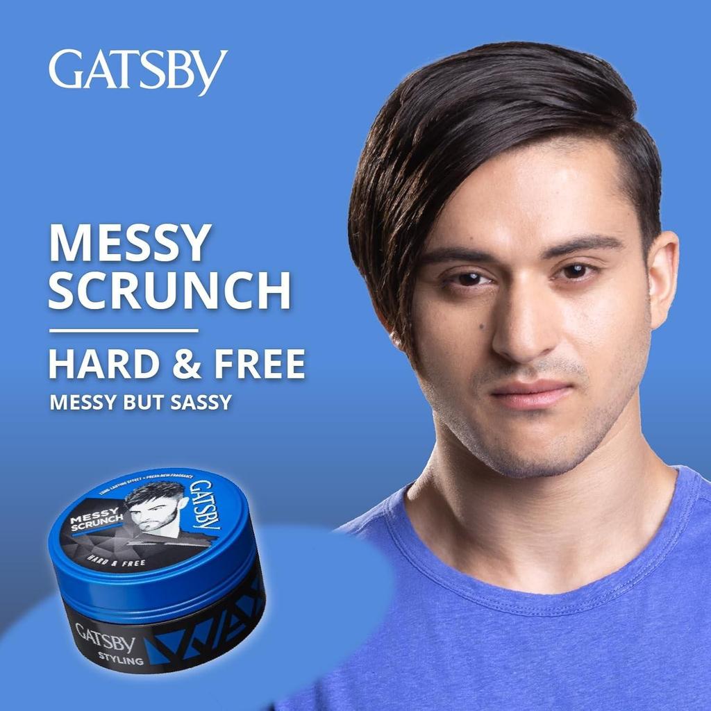 Gatsby Hair Styling Wax Hard & Free 75g Messy Scrunch Style Non-Sticky Re-Stylable Easy Wash Off for Men