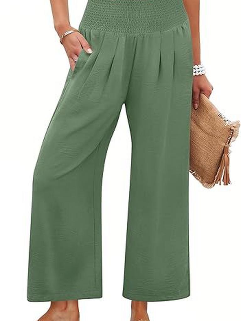 Spring/Autumn Solid Color Women's High Waist Straight Leg Casual Pants