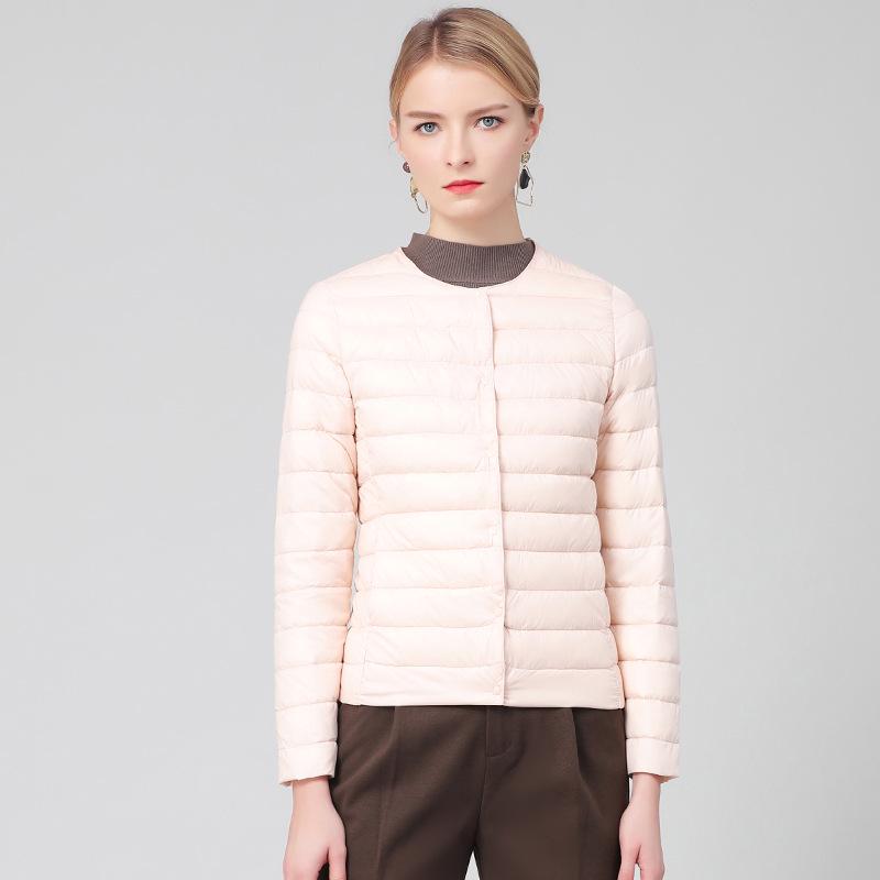 2025 Women's Round Neck White Duck Down Jacket – Comfortable, Versatile, Short, Solid Color, Cold Protection