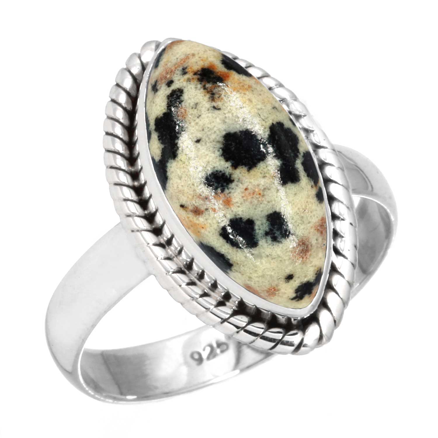

Кольцо из стерлингового серебра 925 пробы Женское с драгоценным камнем Ручной работы Ювелирное изделие Подарок на Новый год Сумасшедший кружевной агат Далматин Дендрит Опал Эвдиалит Говлит К2 Яшма Солитер 7