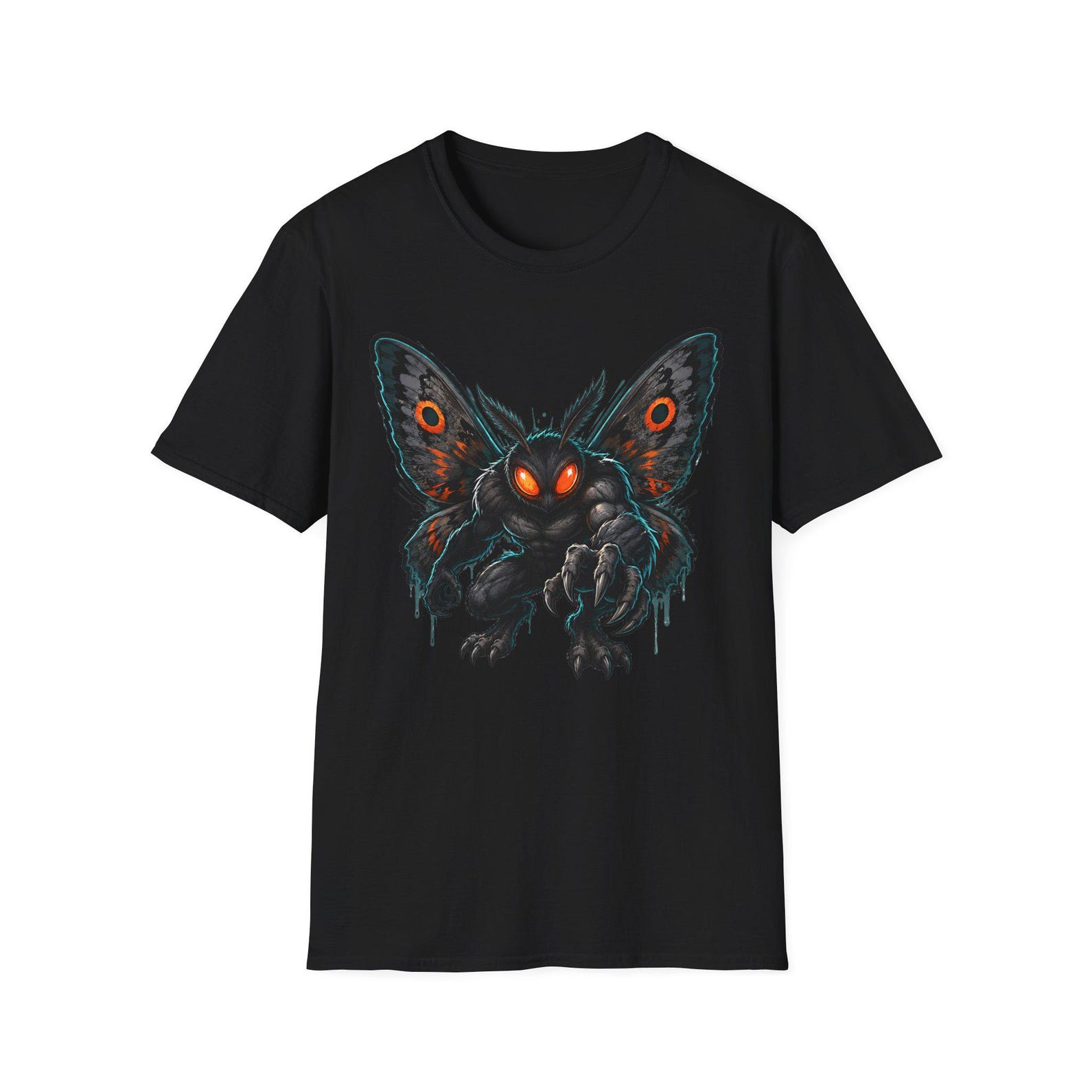 Giant Moth Monster T-Shirt | Glowing Red Eyes Dark Creature Graphic Tee | Gothic Horror Shirt S