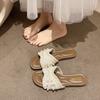 New Chinese Flat-bottomed Cool Slippers Women's 2025 Summer New Square Head National Style Disc Buckle Half Slippers Outer Wear One-character Women's