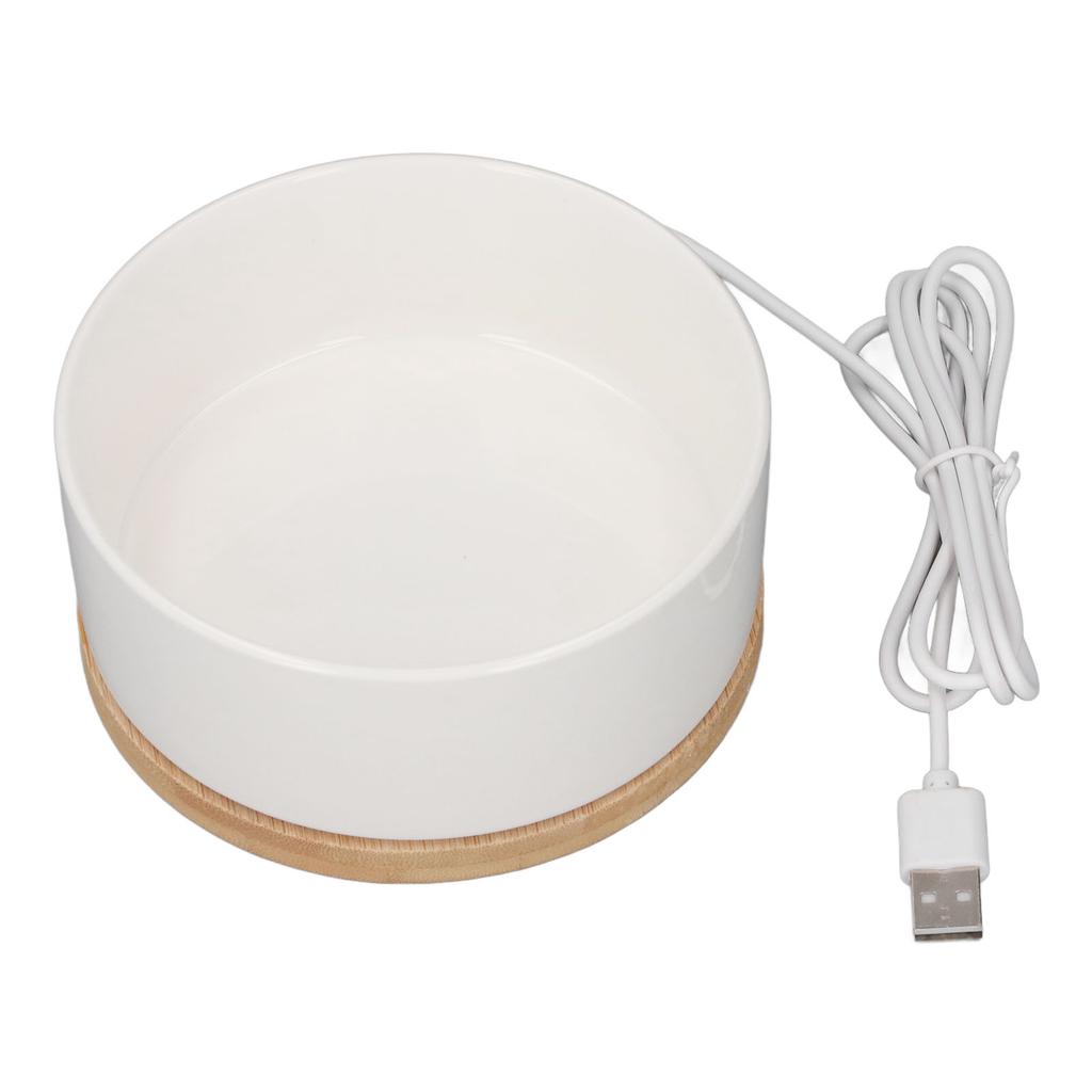Large Heated Water Bowl USB Ceramic Automatic Heating Smart Thermal Bowl Heated Waterer for Dog Cats in Winter