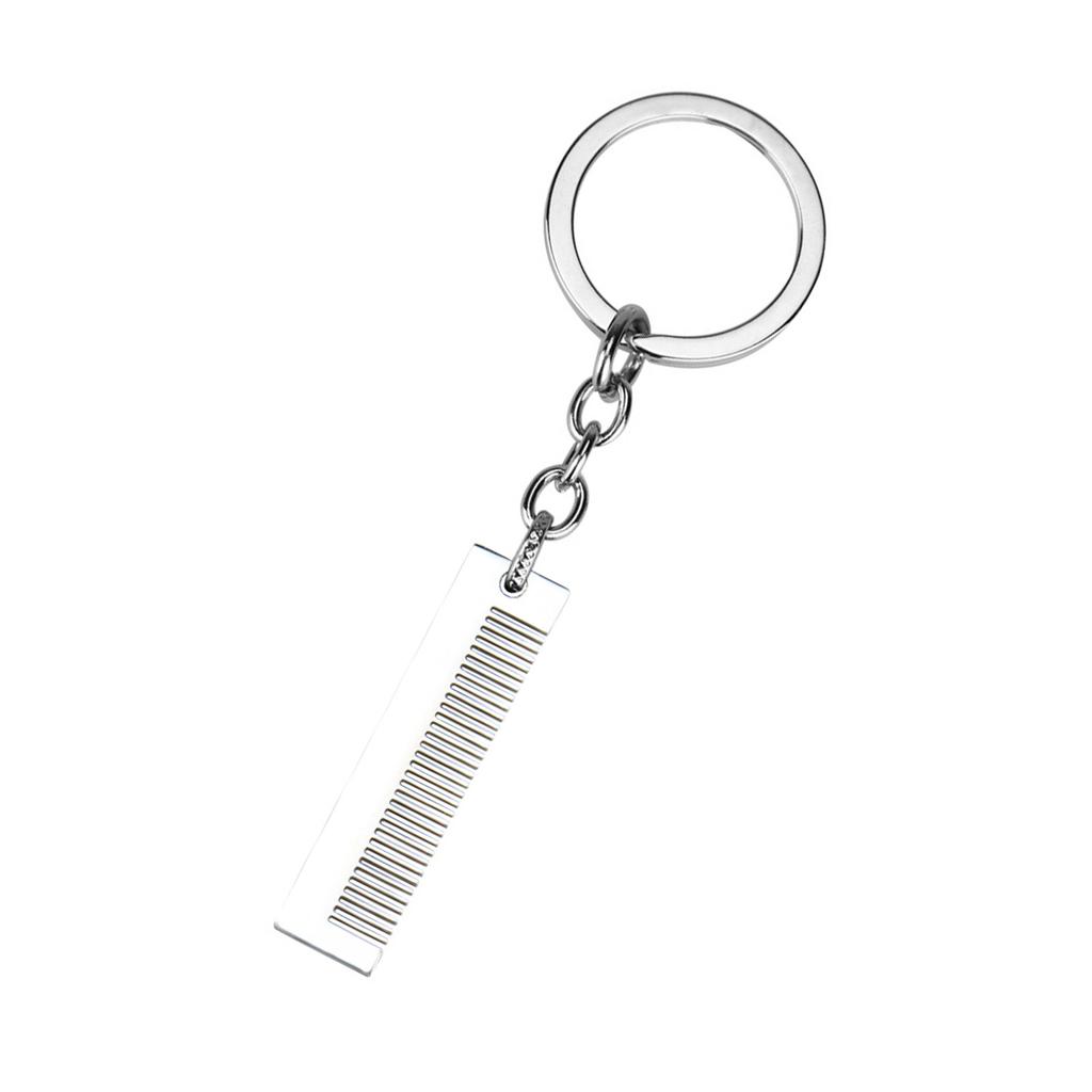 Portable Metal Keychain Pocket Comb Pendant with Keyring Hair Stylists Tool Charm Key Holder Trendy Gift for Girls