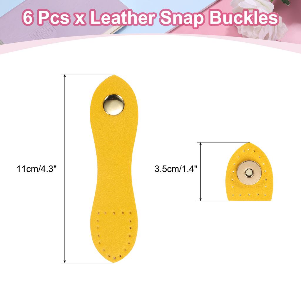 6pcs Leather Snap Buckles Sew On Toggle Closure Buckle Snap Buttons Tab Buckle Fasteners Buttons Replacement for Craft Sewing