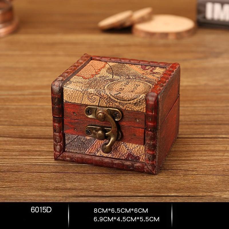 1pc European Retro Wooden Wedding Candy Storage Box, Handmade Distressed Style, Perfect for Photography Props.