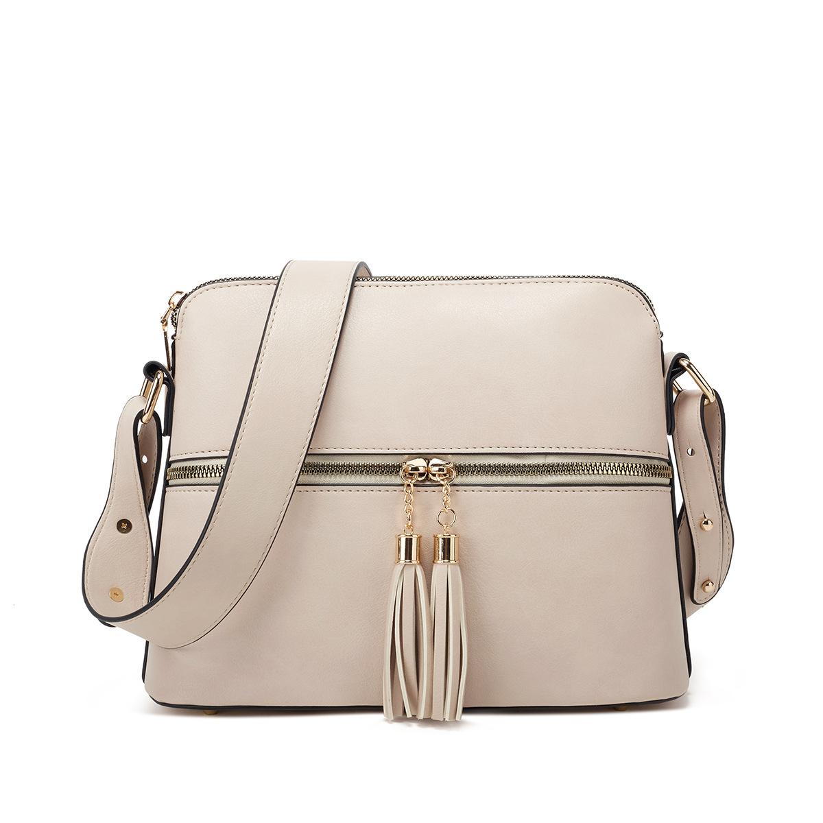 

Женская винтажная модная сумка из искусственной кожи, женская сумка через плечо большой вместимости с подвеской с кисточкой белый