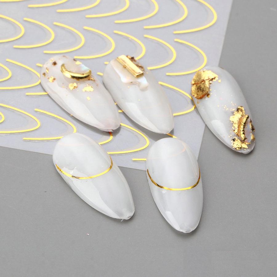 Černé bílé zlato Růžové zlato Francouzské umělé kovové linky Samolepky na nehty DIY Design na nehty Dekorace na nehty