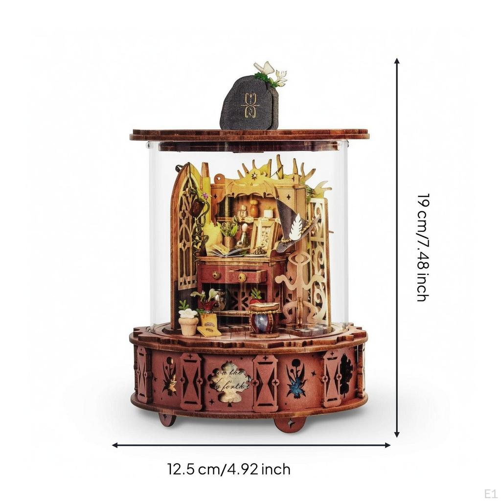 Music with Display Cover Layered Miniature Cylindrical Architectural Model for Collectors,