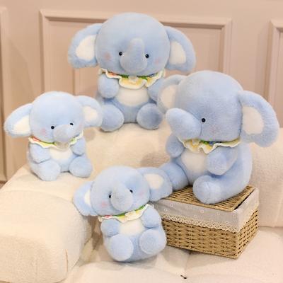 Schlafendes Baby-Elefanten-Puppe sitzend Lätzchen Elefant Plüschtier niedliche Gesellschaft beruhigende Puppe Ornament Geschenk Kinder
