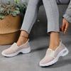 [Breathable Mesh Sneakers] Breathable Women's White Mesh Slip-On Sneakers with Glitter Accents | Mid-Top Support & Rubber Sole for Casual Sports