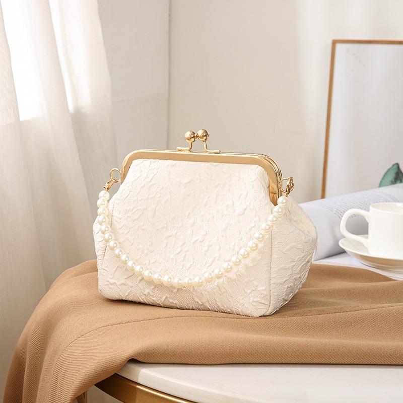 Bag Women's Pleated Shell Bag New Women's Bag Crossbody Bag Mobile Phone Bag Beaded Handbag Mini Gold Bag