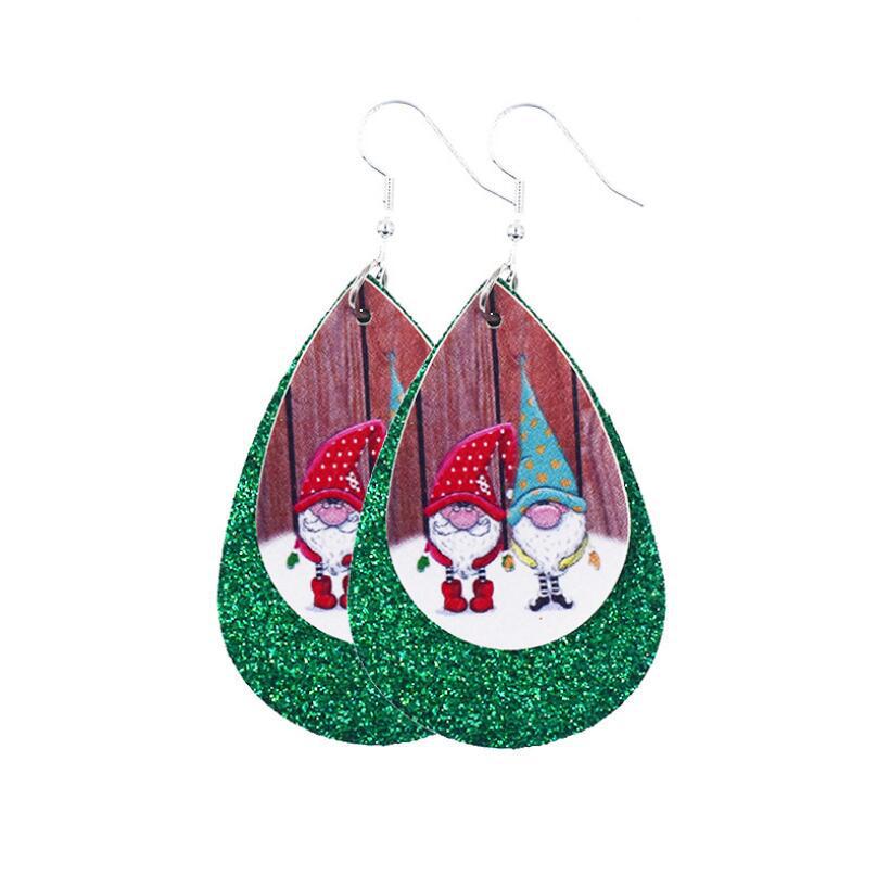 2020 New Double-Layer Leather Christmas Earrings
