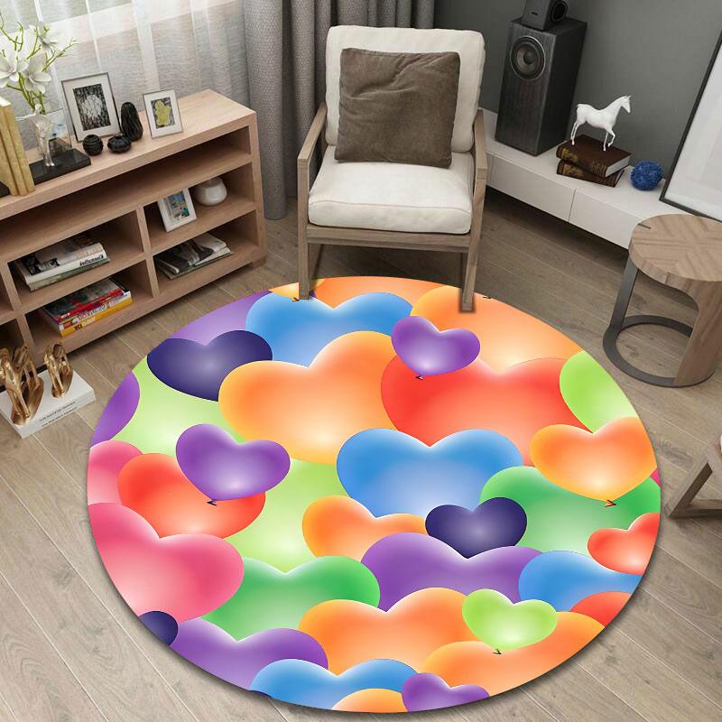 Whimsical Round Gothic Multicolor Rug Pad, Non-Slip Floor Mat for Family Room