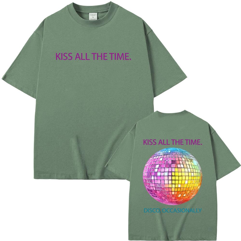 

Kiss All The Time Disco Occasionally Graphic Print Tshirt Men Women Fashion Oversized Short Sleeve T Shirts Unisex Streetwear 4XL