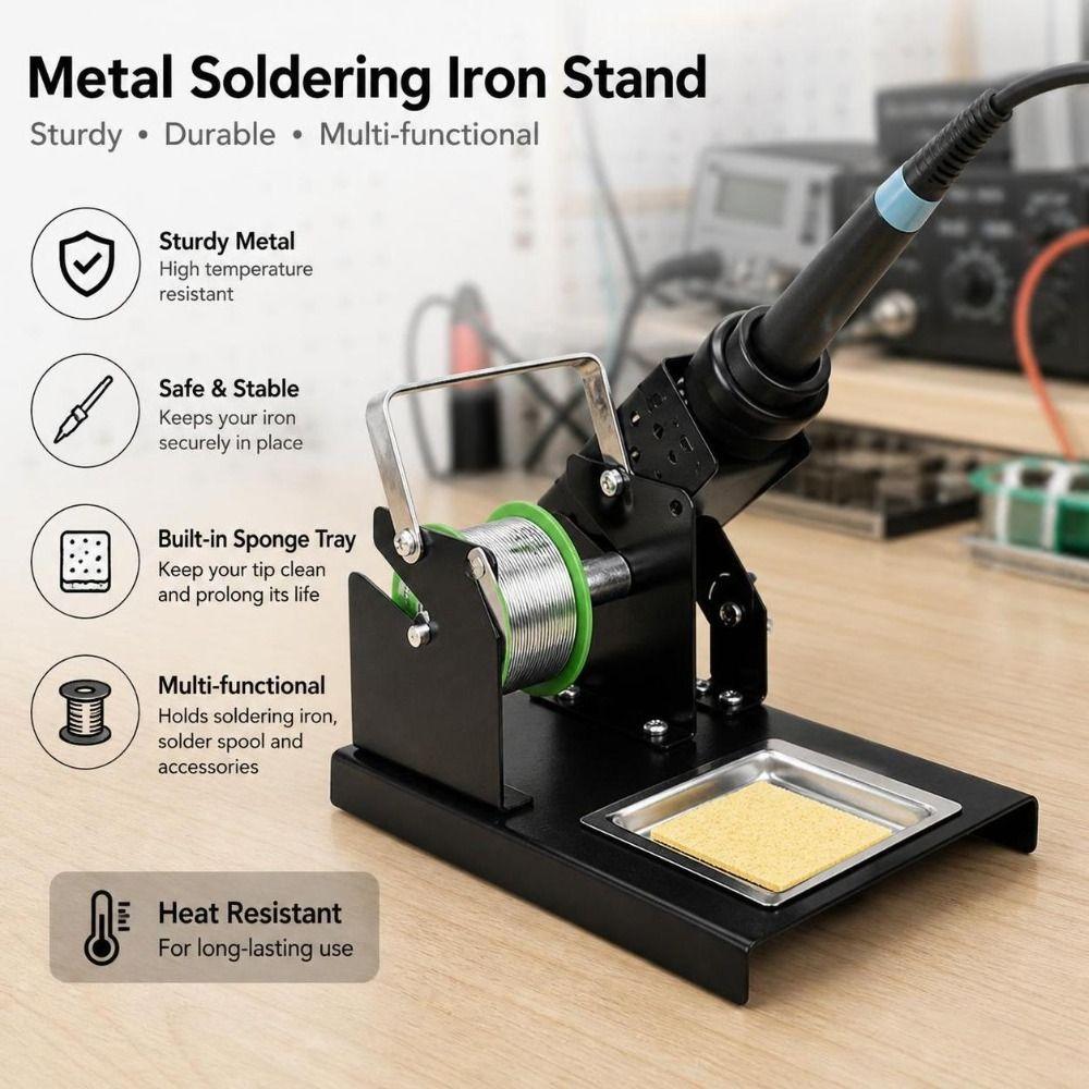 Metal Soldering Iron Holder Stable Base Solder Iron Holder  Electronics Work