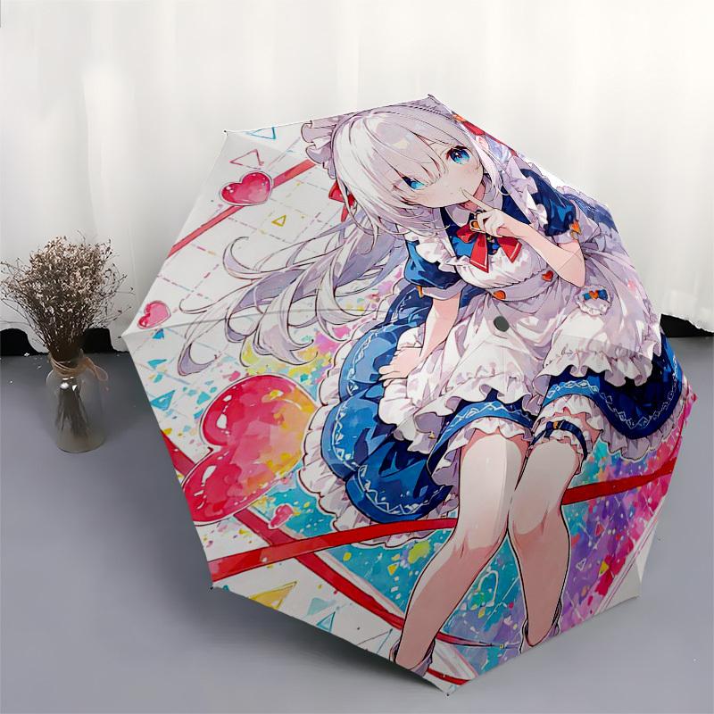 1pc Anime Character Outdoor Umbrella - Automatic Opening/Closing, Portable 3-Fold Design, 8-Bone Iron Frame, Perfect Gift for Fans, Travelers, Da