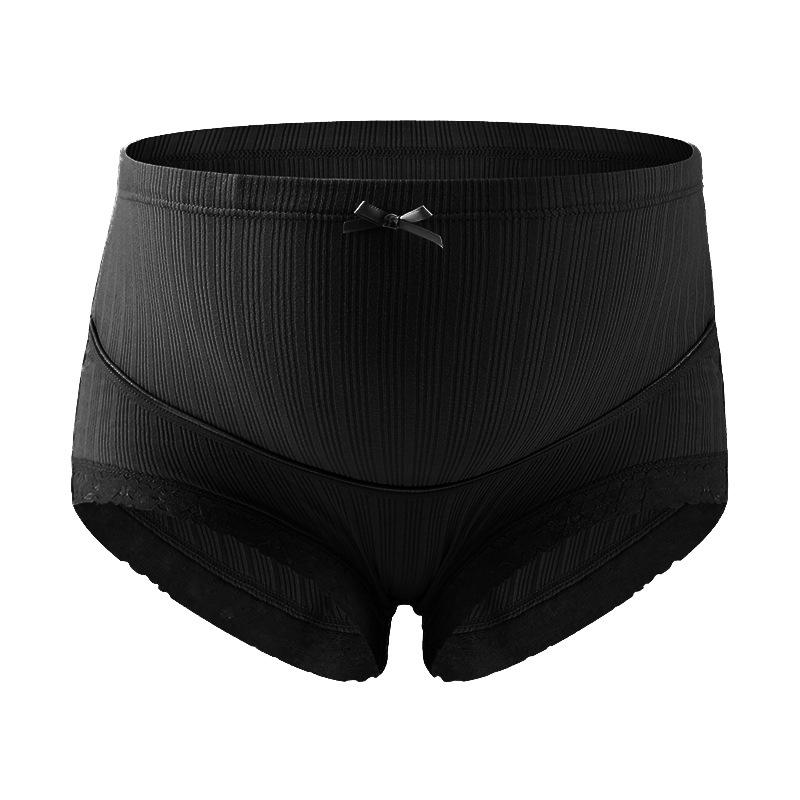 Large-size, Breathable, High-waisted, Lace-trimmed, Adjustable, Maternity Underwear With A Belly Support 4XL чёрный
