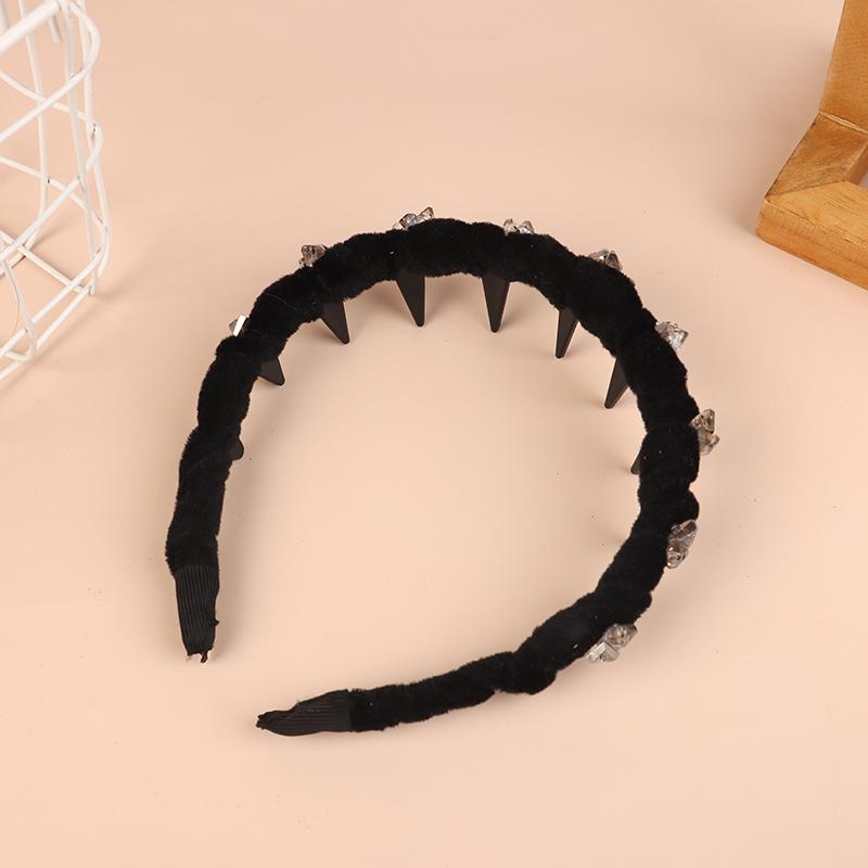 Französischer Luxus Kristall Schwarzer Haarreif Koreanisches Vintage Temperament Stirnband Haargummi für Mädchen Haarschmuck Kopfschmuck