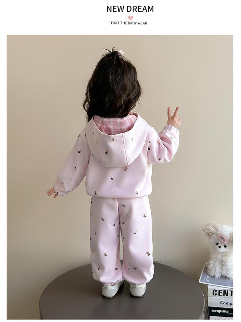 2025 Mädchen Cartoon Hoodie & Hose Set - Lässiges Zweiteiler für Frühling/Herbst