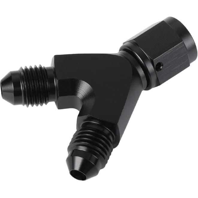 4AN Female to Dual 4AN Male Y Block Fitting Splitter Adapter Union Aluminum Black