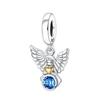 Copper Wings Sister Cross Pendant Charms Fit Original 4Mm Aperture Bracelet Charm Beads Necklace Diy Female Jewelry